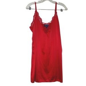 Rachel Rachel Roy Red Satin Lace Trim Chemise Nightgown Womens Large romantic